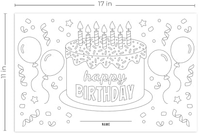 Birthday Party Coloring Activity Placemats / 12 Happy Birthday Celebration Drawing Activity Sheets / 11" x 17" Kids Double Sided Disposable Coloring Paper Placemat/Made in The USA