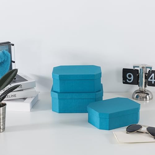 Soul & Lane - Blue Decorative Nesting Storage Boxes with Lids, Set of 3