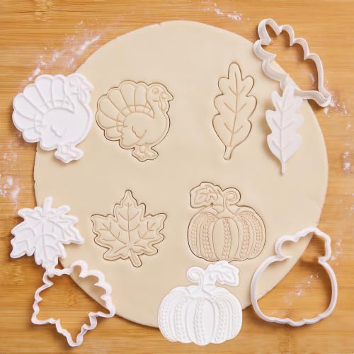 Thanksgiving Cookie Cutter Set of 4 Pumpkin Oak Leaf Turkey Baking 3.5" Cutter Molds Gifts Decorative Kitchen Cake Supplies