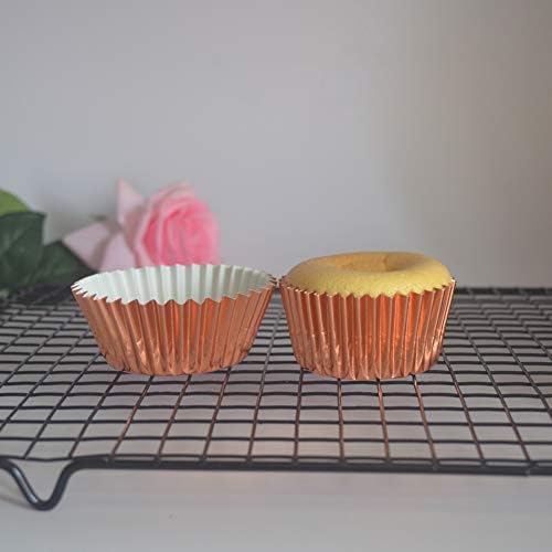 Sweet Rose Gold Foil Cupcake Liners Standard Baking Cups for Wedding, Party and More, 120-Count
