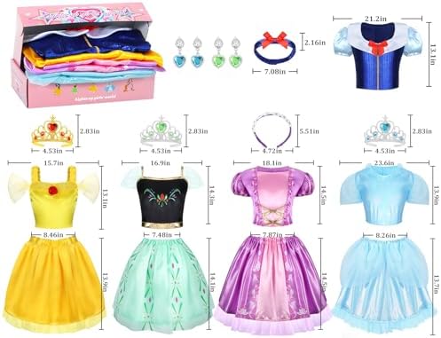 LIMIROLER Princess Dress Up Clothes for Little Girl Role Play Costume Gift Set Princess Dress Up Toys for Toddler Girls
