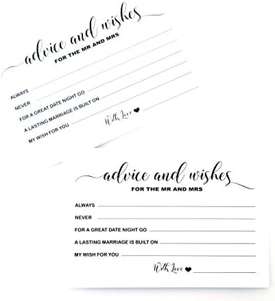 RXBC2011 Wedding advice and well wishes Cards for the Mr and Mrs Bride and Groom Newlyweds Bridal Shower Games Note Marriage Advice Pack of 50