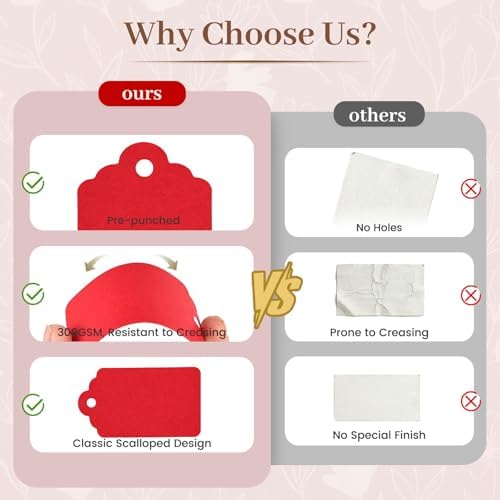 SallyFashion 120PCS Red Gift Tags with String