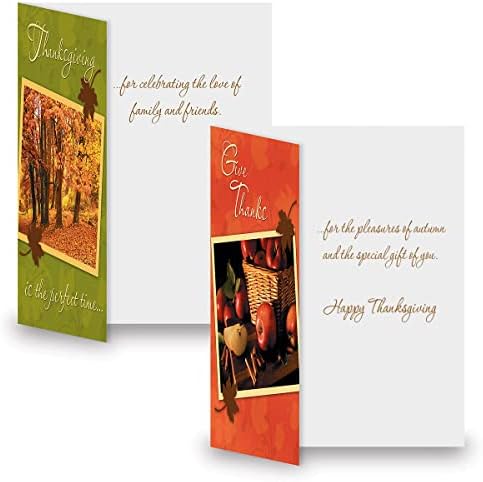 Current Photo Thanksgiving Greeting Cards Set - Themed Fall Holiday Card Variety Value Pack, Set of 12 Large 5 x 7-Inch Cards, Assortment of 6 Unique Designs, Envelopes Included