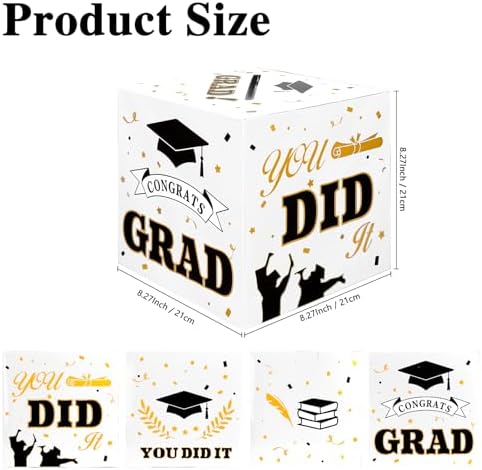 Graduation Card Box, Graduation Party Decorations 2026, Graduation Box, Graduation Card Holder, Foldable Cardboard Congrats Grad Card Gift Box for Graduation Party Supplies Party Favors White