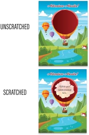 Make Your Own DIY Scratch Off Cards 20 Pack 3 in 4 in Note Cards and Stickers Adventure Awaits Hot Air Balloon 20 pack