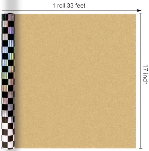 MAYPLUSS Black Gift Wrapping Paper, 17in x 33ft Holographic Checkered Wrap