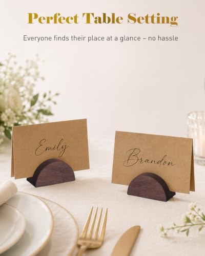 Uniclife 24 Pcs Wooden Place Card Holders for Table, Table Number Holders