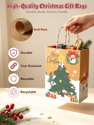 24Pack Christmas Gift Bags Bulk 8.7*6.3*3.2IN Xmas Gift Bags with Handles