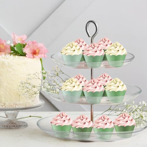 Domensi 100 Pcs Sage Green Cupcake Wrappers Rustic Baking Cups Wedding