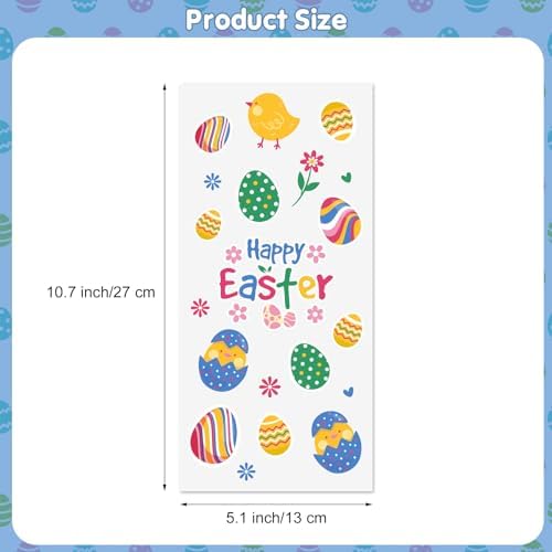 100 Pcs Easter Treat Bags - Happy Easter Gift Bag, Easters Eggs Plastic Cellophane Bag, Clear Colorful Easters Bunny Goodie Candy Favor Bags with Gold Twist Ties for Easte Party Favors Supplies