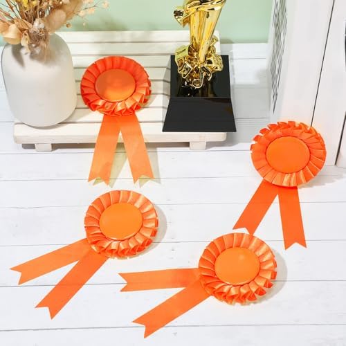 Hanaive 60 Pcs Blank Award Ribbons, Rosettes for 1st 2nd 3rd Place, Orange