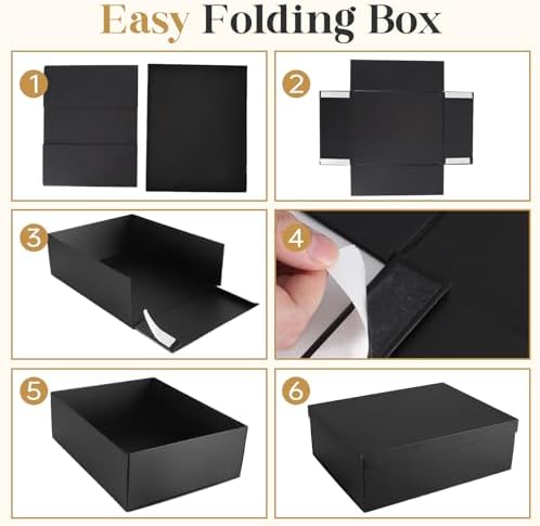 Gift Box, 16.5x13x5.5 inches Large Black Gift Boxes with Lids for Presents