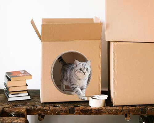 FLFK Cute Cat Wall Decal - Removable Peel and Stick Cat Sticker with 3D Effect for Toilet Kitchen Offices, Tabby Stepping Out