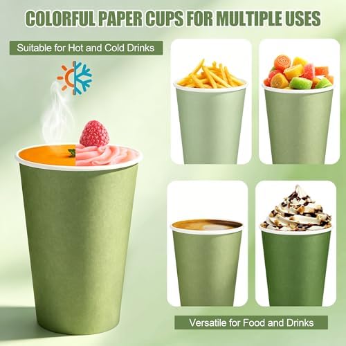 Kochorie 60 Pack 12 Ounce Disposable Gradient Green Paper Cups, Green Party Cups, Drinking Cups for Holiday Party Supplies DIY Crafts, 4 Colors