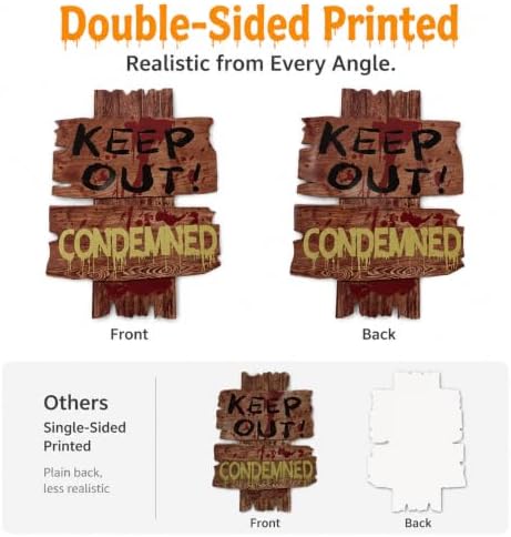 Halloween Decorations Outdoor Yard Signs, 6 Pcs 16.5" Double-Sided Graveyard Tombstones & Beware Props, Scary Zombie Stakes for Lawn Cemetery Setup, Haunted Houses and Trick or Treat Party Decor