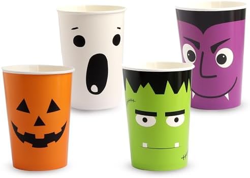 100 Count Halloween Character Disposable Paper Cups 12 oz 4 Designs