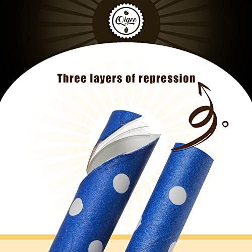 Blue Paper Straws 150pcs Disposable Bulk(10 Pattern) qiqee