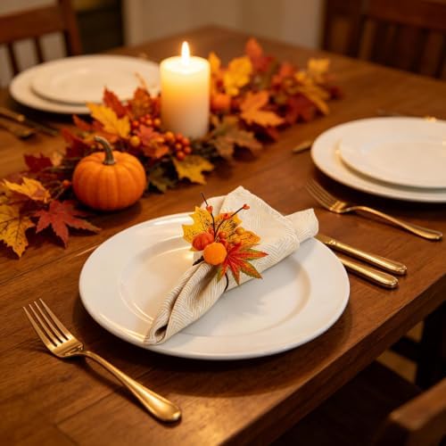 6 Pack Thanksgiving Fall Napkin Rings,Fall Table Setting Decoration