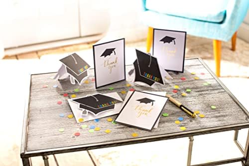 American Greetings Graduation Thank You Note Cards, Mortar Board Gold Script Design, 50 Count (Pack of 12)