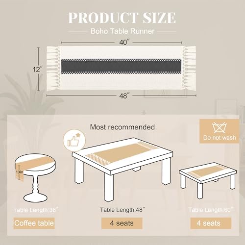FEXIA Farmhouse Table Runner for Home Decor 12x48 Grey Fall Home Decor