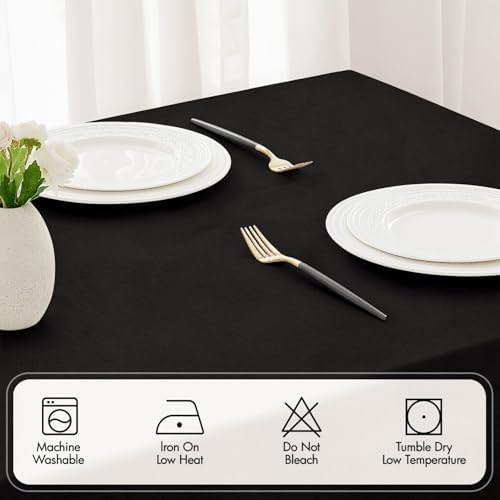 MIULEE Black Rectangle Tablecloth with Decorative Cutouts 60x120 inch