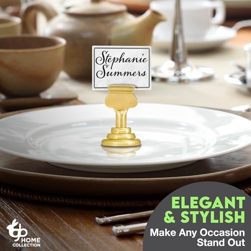 Table Number Holders (16pc) Premium Gold Metal Place Card Holders for Wedding Party Table Decor Card Holder (1.7 inch tall)