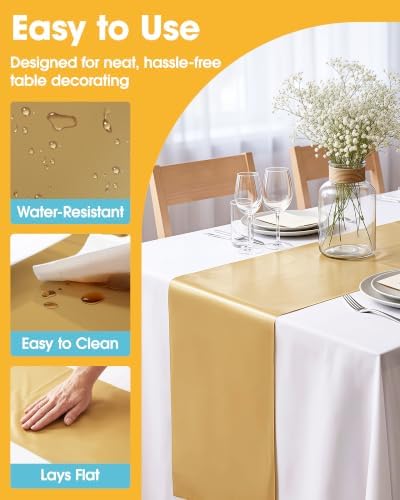 Niuara Gold Plastic Table Runner Party Decorations, Disposable, 4 Pack