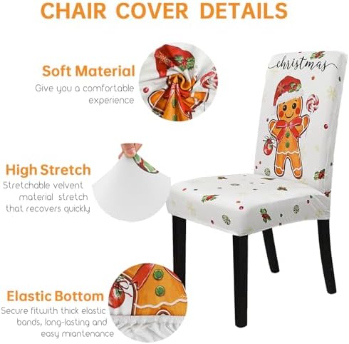 Christmas Chair Covers Set of 6 Gingerbread Winter Parsons Chair Slipcovers