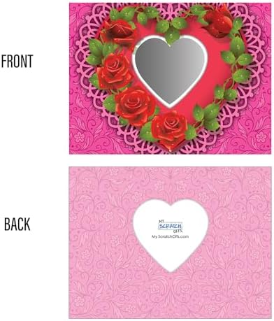 My Scratch Offs - 20 Pack Heart Love Wreath DIY Valentine Scratch Off Cards with Stickers, 3x4 Inch Customizable Love Notes for Gifts, Party Favors & Adults for Valentine's Day