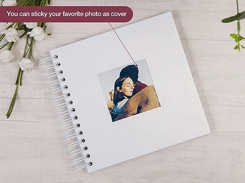 potricher 8 x 8 Inch DIY Scrapbook Album 80 Pages with Kraft Paper, White