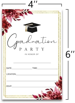 FujLoy Graduation Party Invitations 20 Cards With Envelopes Red