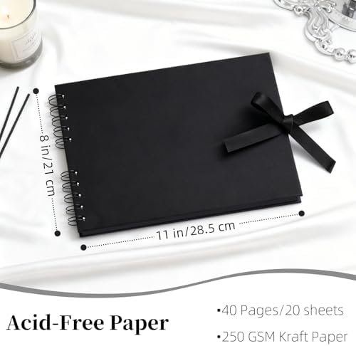 Vienrose Scrapbook Album 80 Pages 11x8 Inch Black