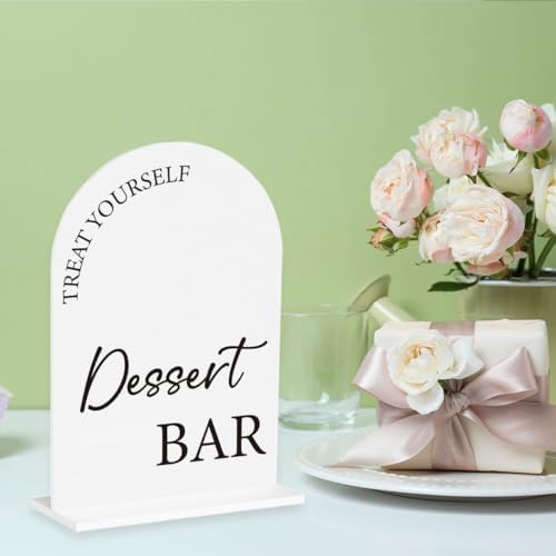 Dessert Bar Sign Treat Yourself Sign Snack Bar Decor for Wedding Engagement Bridal Shower Baby Shower Ceremony Reception Event Party Acrylic Decor 5"x7"