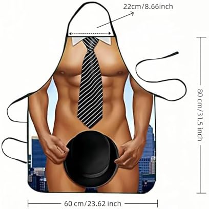 Hilarious Muscle Man Apron for Men - Adjustable Waterproof BBQ Apron, White Elephant Present for Husband and Dad