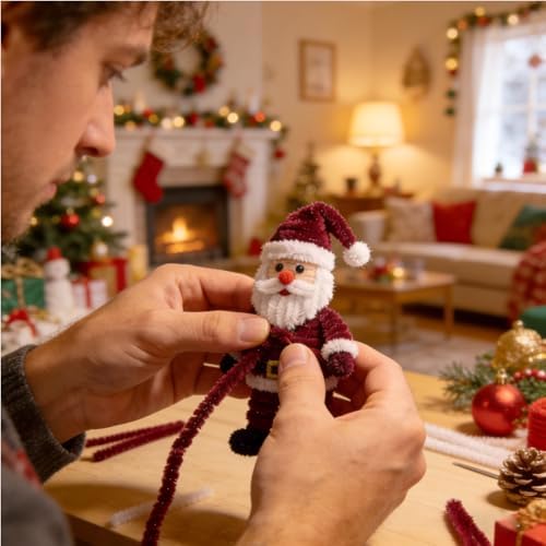 Pipe Cleaners,200Pcs Wine Red Pipe Cleaner Flower Kit,Chenille Stems for DIY Bouquet Festivals Room Decor,Valentine's Day Craft Supplies,Christmas Ornaments,Halloween Fall Decorations for Home Crafts