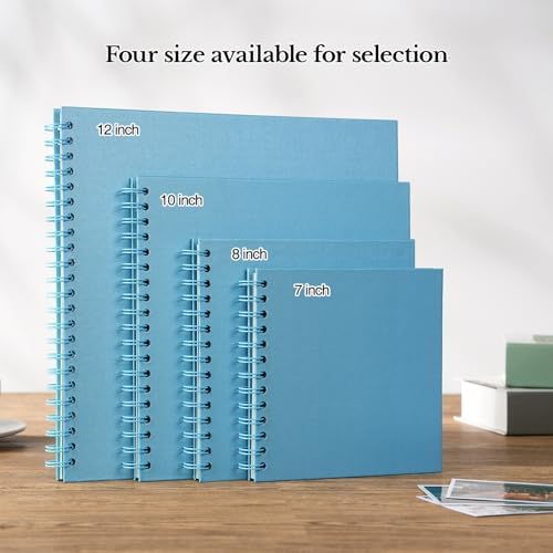 potricher 7 x 7 Inch Small DIY Scrapbook Photo Album 40 Pages, Blue