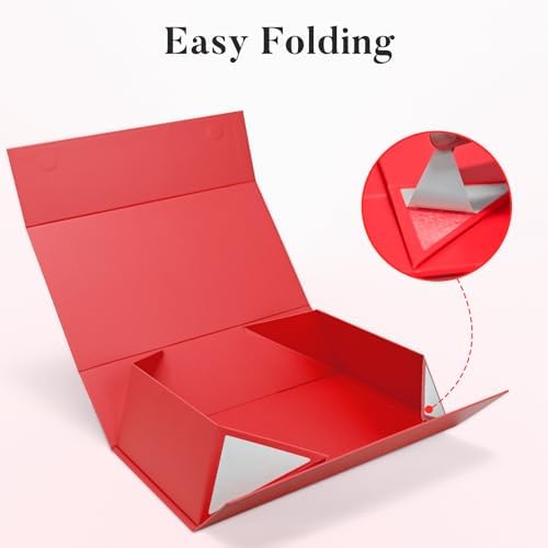LIFELUM Red Magnetic Gift Box for Christmas Presents, 14"x8.5"x4.5"