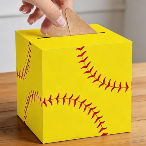 Hxezoc Softball Card Box Sports Party Favors Post Box Cardboard Receiving Money Holder for Softball Theme Wedding Reception, Baby Showers, Anniversary, Birthday Party, Table Centerpiece Decorations