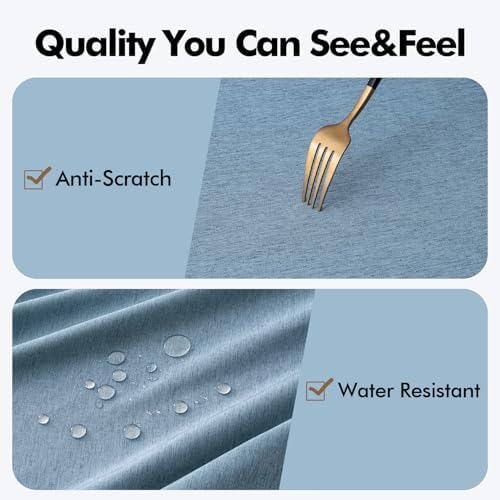 MIULEE Dusty Blue Rectangle Tablecloth with Decorative Cutouts 60x84 Inch