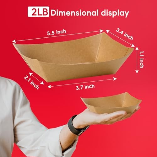 JOLLY CHEF 2lb Paper Food Tray 1000 Pack Disposable Paper Boat Serving Boat