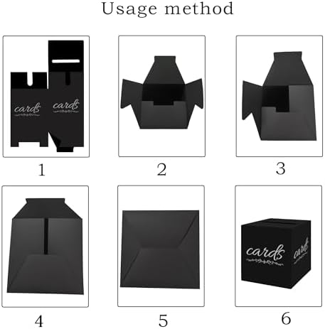 Black Silver Card Box for Party, Wedding, Graduation,7.8x7.8x7.8In