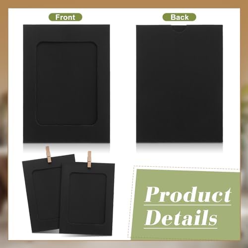 100 Pcs Paper Photo Frames 4x6 Black Picture Frame with 100 Clip 10 String Kit DIY Hanging Cardboard Photo Holder Graduation Back to School Wall Decor Wedding Home