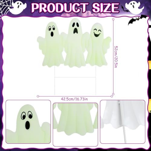 YiYa Halloween Garden Decorations Metal Ghost Yard Signs with Stake