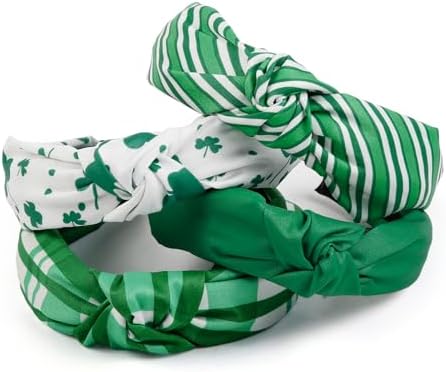 Huachi Knotted Headbands for Women Non Slip Fashion Womens Headbands - Cute Hairband for Women‘s Wide Top Knot Hair Hoops for Girls - St. Patrick's Day Head Band Hair Accessories for Women 4PCS
