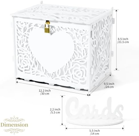 Jolik Love Wedding Card Box with Sign, Large Rustic Locking Money Box Holder for Wedding Reception, DIY Anniversary & Birthday Party Decoration, Gift Card & Envelope Storage