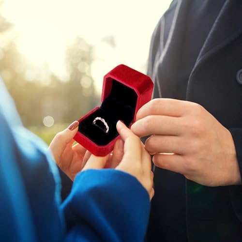 Lamoutor 2Pcs Velvet Ring Box Earring Box Jewelry Gift Box (Wine Red)