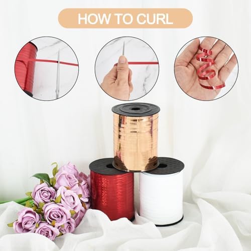 TONIFUL 500 Yards Shiny Champagne Gold Curling Ribbon Balloon String
