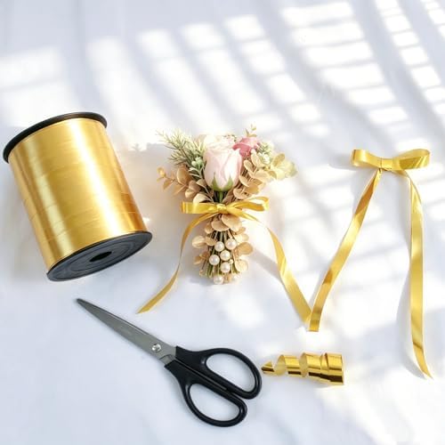 TONIFUL 250 Yards Shiny Gold Curling Ribbon 10mm Wide Balloon String