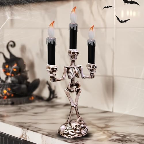 2 Pack Halloween Candelabra LED Flameless Candles Holder Battery Operated